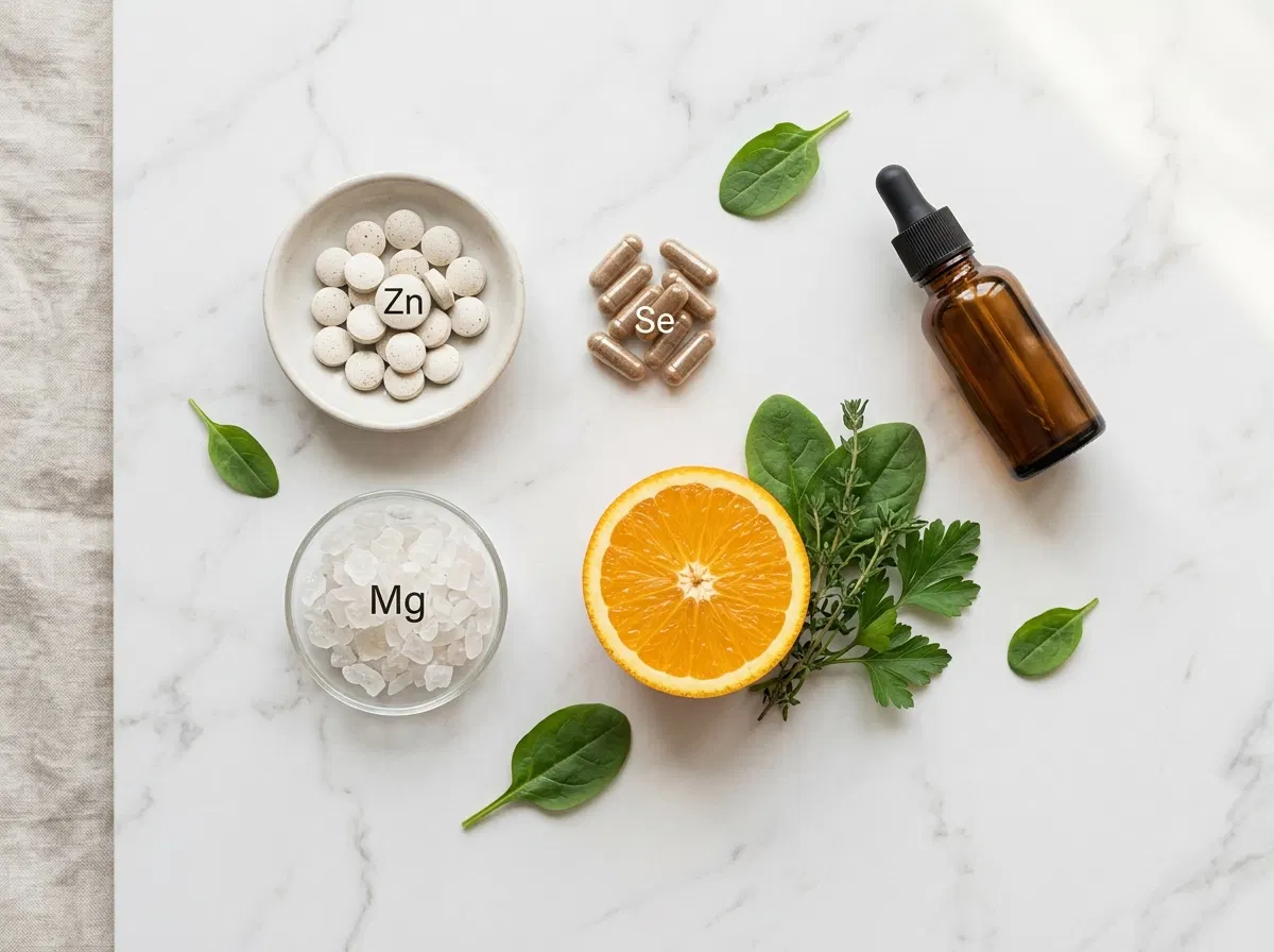 Naturliga ingredienser - zink, selen, magnesium och vitamin C för mäns välbefinnande